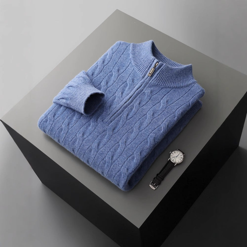 100% Cashmere Woven Half Zip