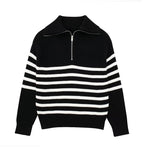 Striped Zip Up Sweater