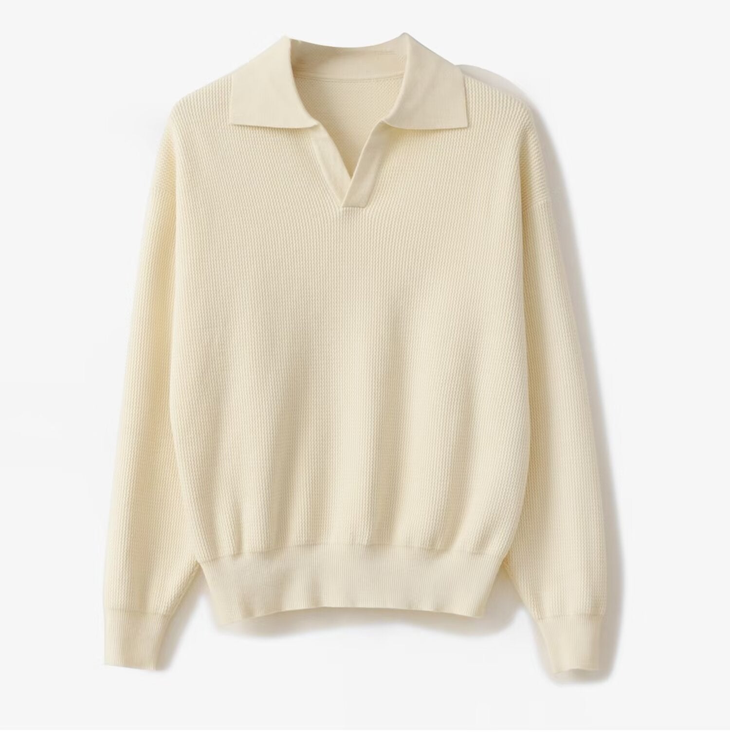 Textured Knit Polo Sweater