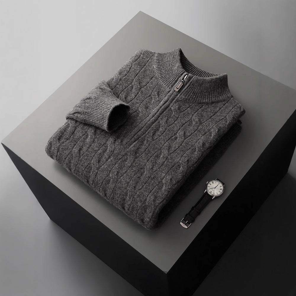 100% Cashmere Woven Half Zip