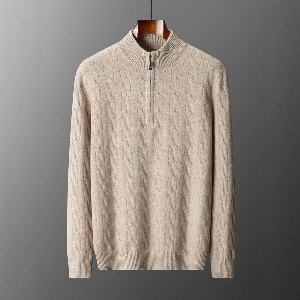 100% Cashmere Woven Half Zip