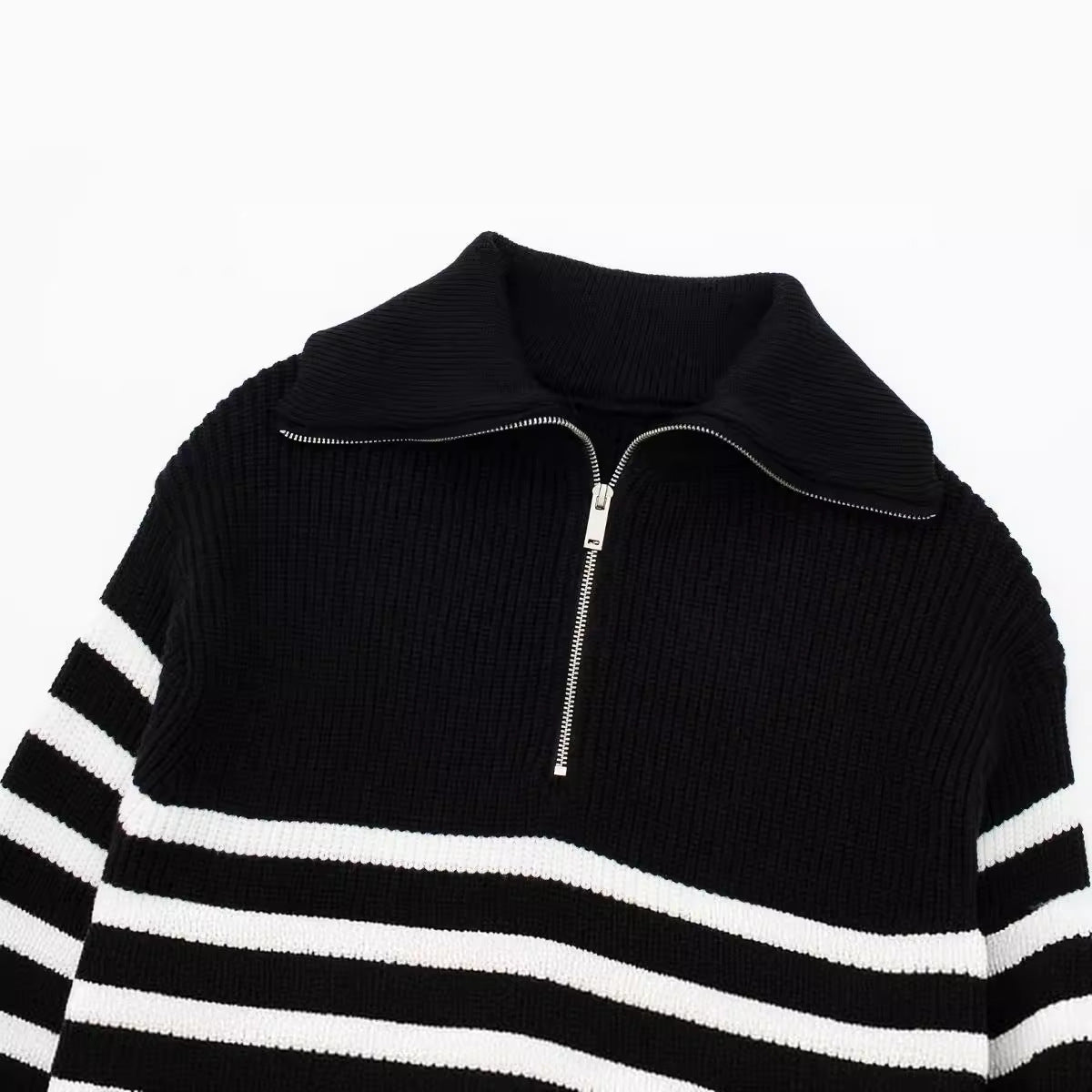 Striped Zip Up Sweater
