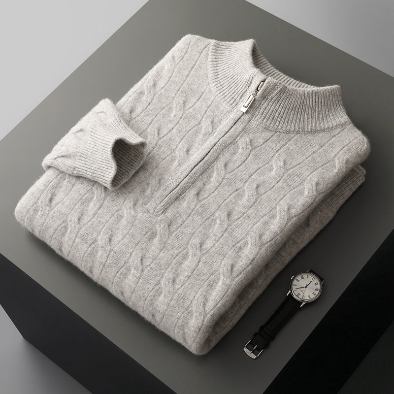 100% Cashmere Woven Half Zip