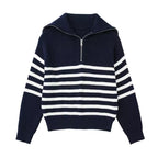Striped Zip Up Sweater