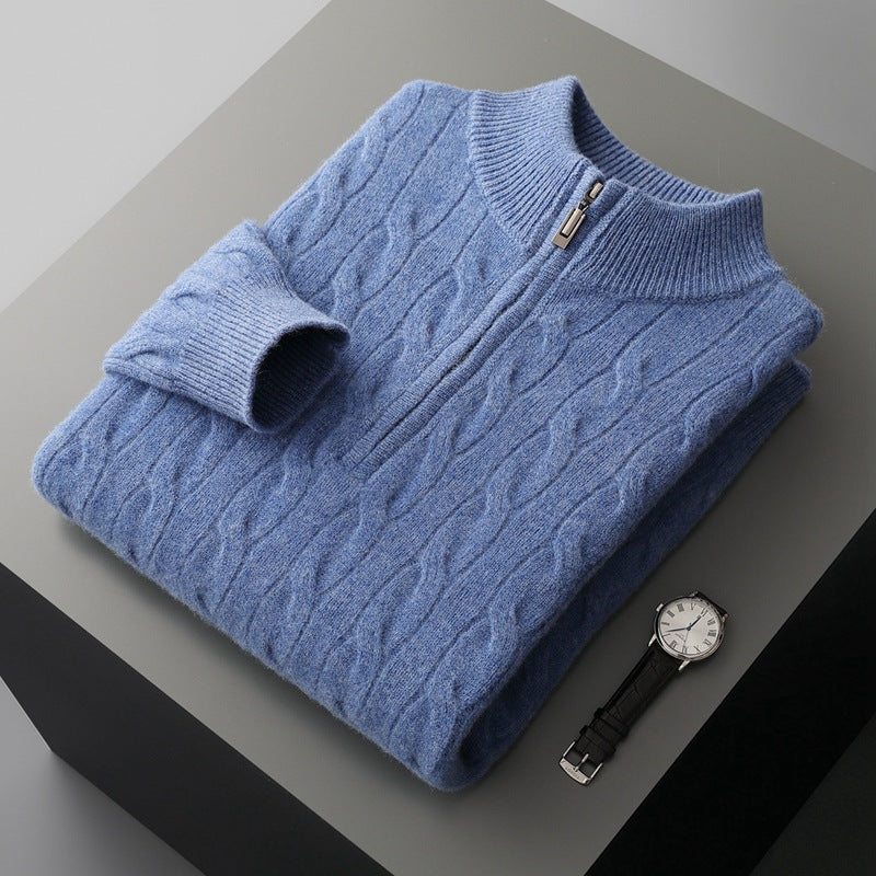 100% Cashmere Woven Half Zip