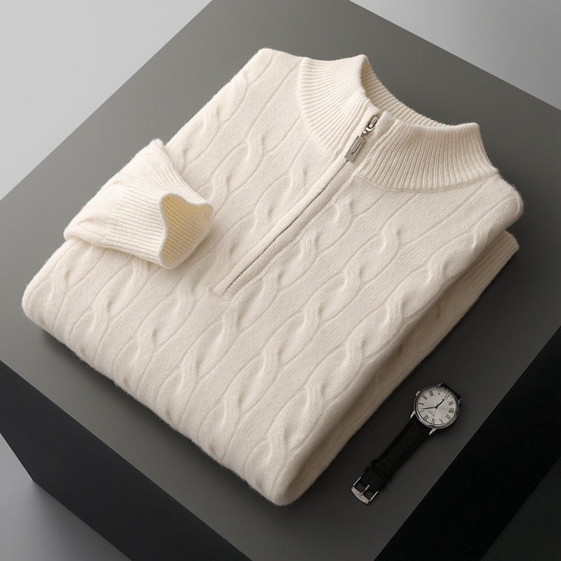 100% Cashmere Woven Half Zip